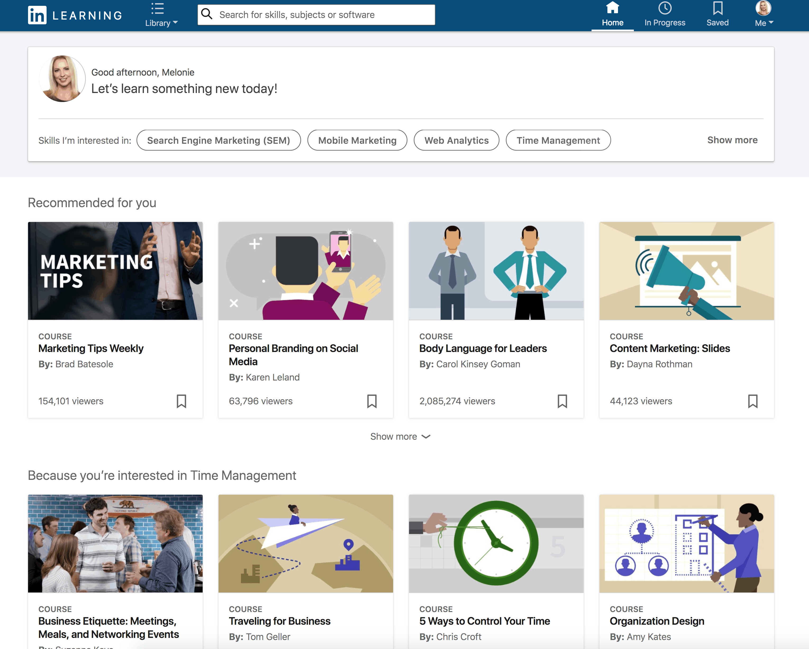 LinkedIn Learning Interface image viatopdogsocialmedia