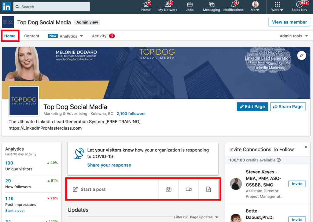 how to post a link on linkedin company page